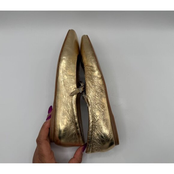 Dolce Vita Reyes Distressed Women Size 6 Gold Leather Mary Jane Ballet Flats - Picture 8 of 14